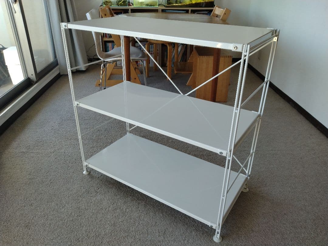 【美品】MUJI無印 スチールユニットシェルフ小3段ワイド86cmライトグレー