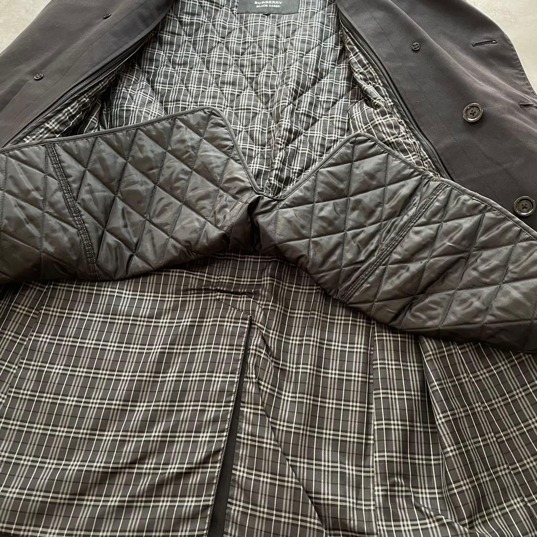 バーバリーブラックレーベル トレンチコート ライナー付 ベルト 黒 L 2way