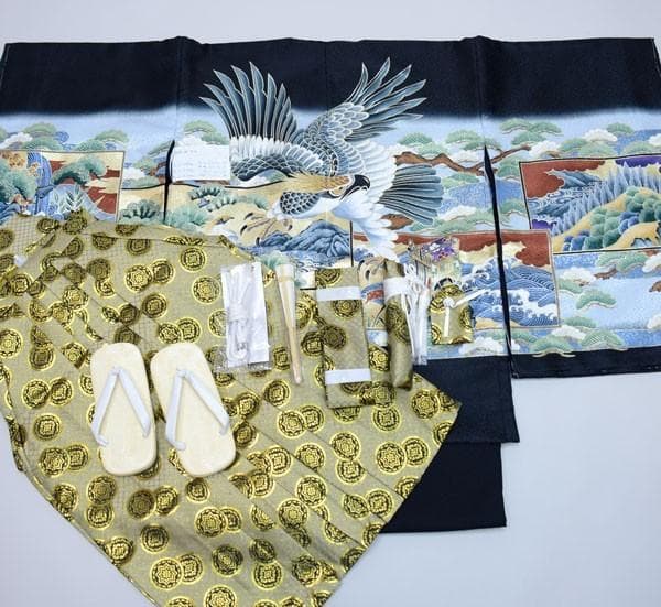 七五三 五歳 男児 羽織袴フルセット 豪華絢爛 紋袴 着物 祝着 袴変更可能