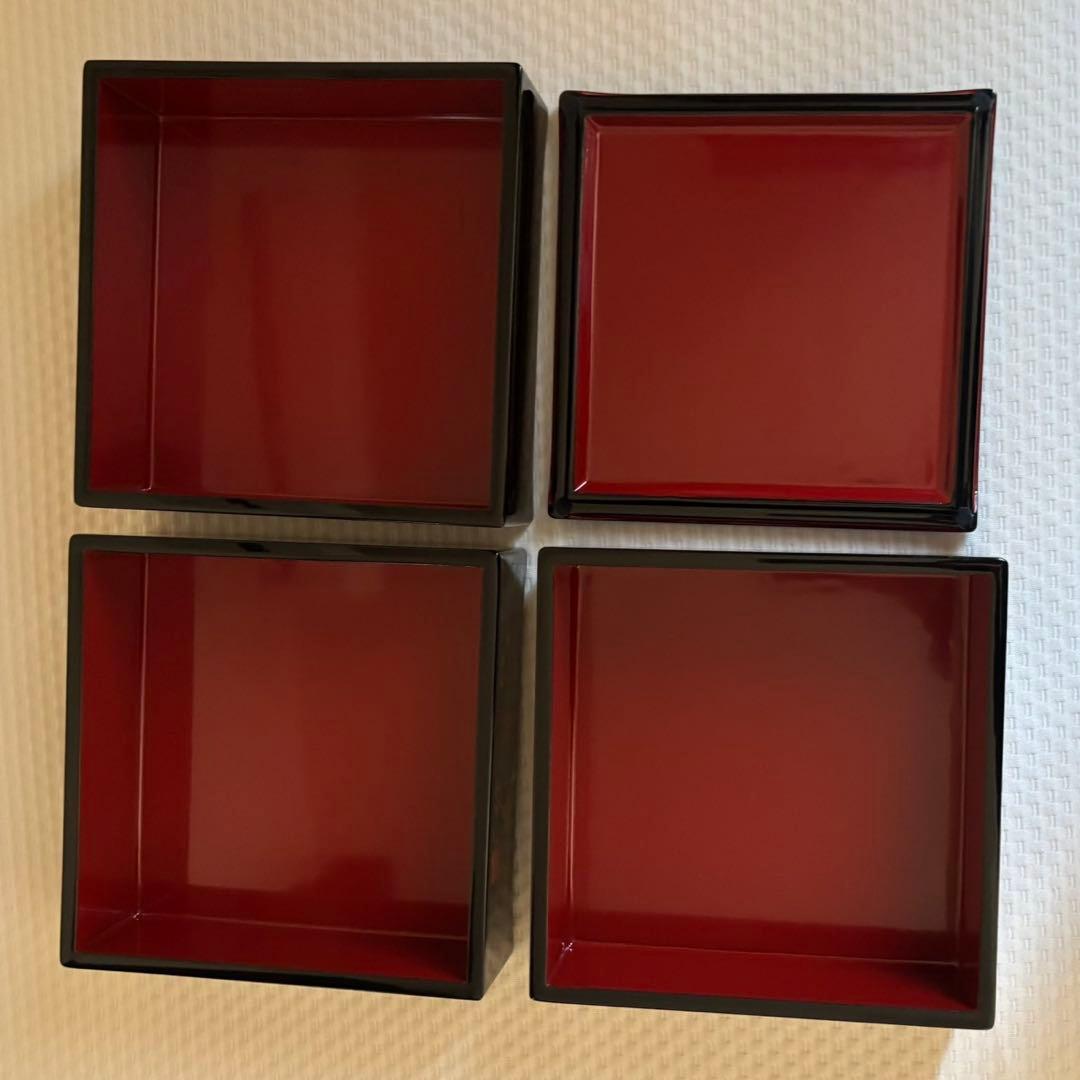 木製漆器　3段重箱　焼金　蒔絵　枝梅　6.5寸　会津ぬ里