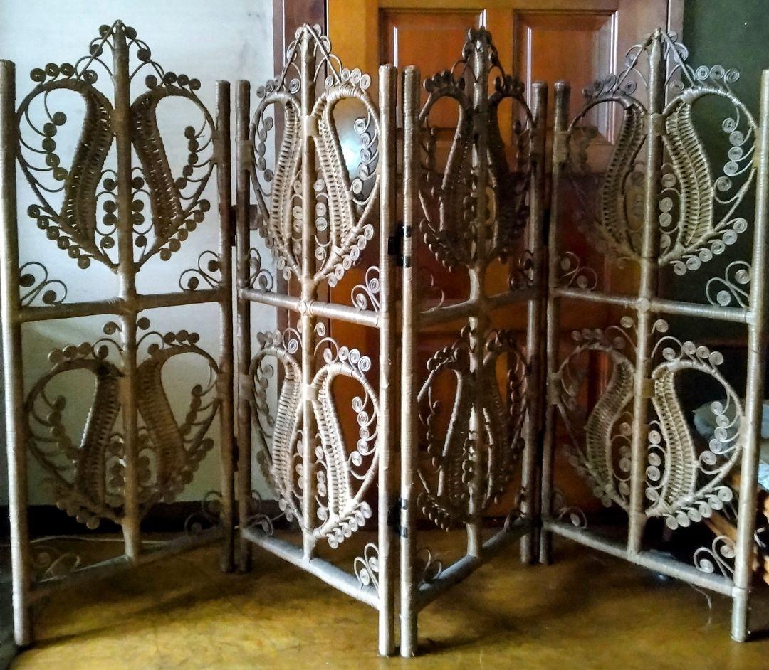 【昭和レトロ】藤ラタン製パーテーション間仕切り