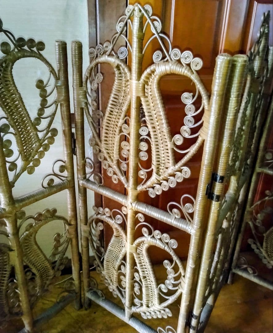 【昭和レトロ】藤ラタン製パーテーション間仕切り