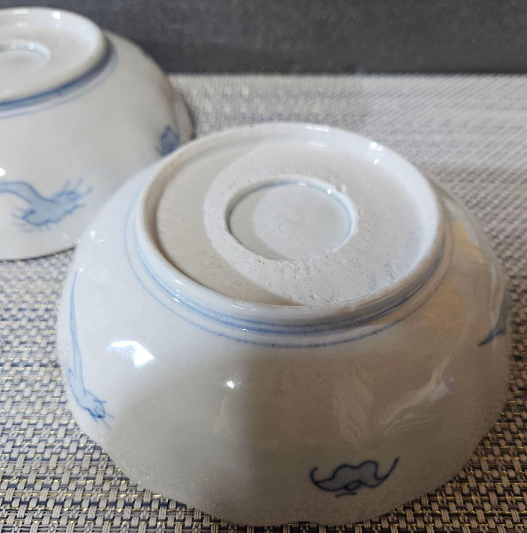 江戸時代末期〜明治　古伊万里　錦手　金彩色絵　松鶴図　金彩赤絵　大振なます皿2客