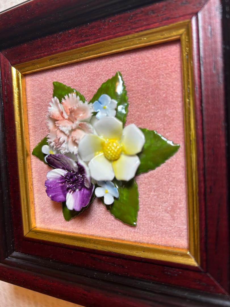 ロイヤルドルトン　  陶花額 　陶花　フラワー額壁掛け