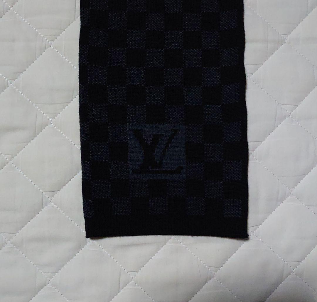 Louis Vuitton ダミエ チェック柄マフラー ダークブルー