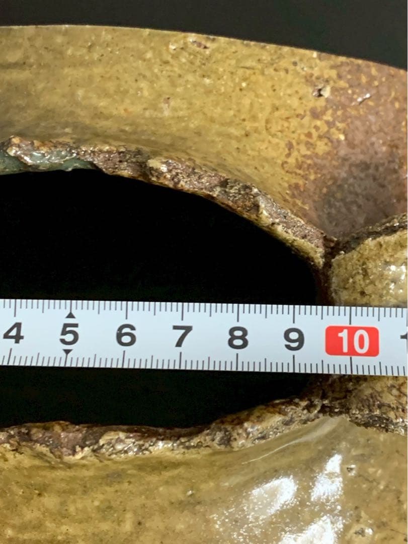 信楽焼 創作花器 富士山型 三角形陶器花器 木製台座付き