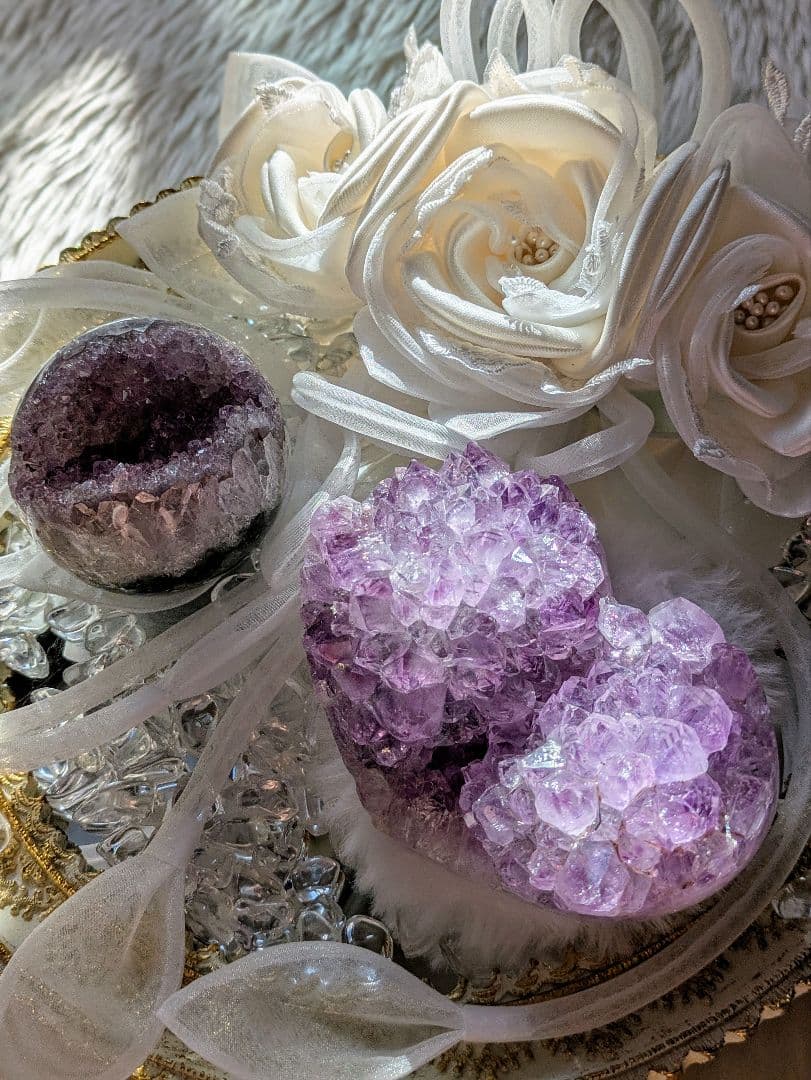 希少　☆アメジスト　ファントム　ハート☆　ジオード　天然石