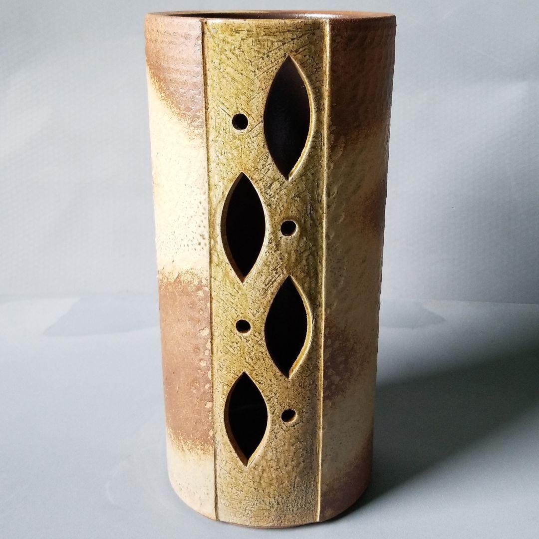 信楽焼傘立て前茶彫  高さ４７cm