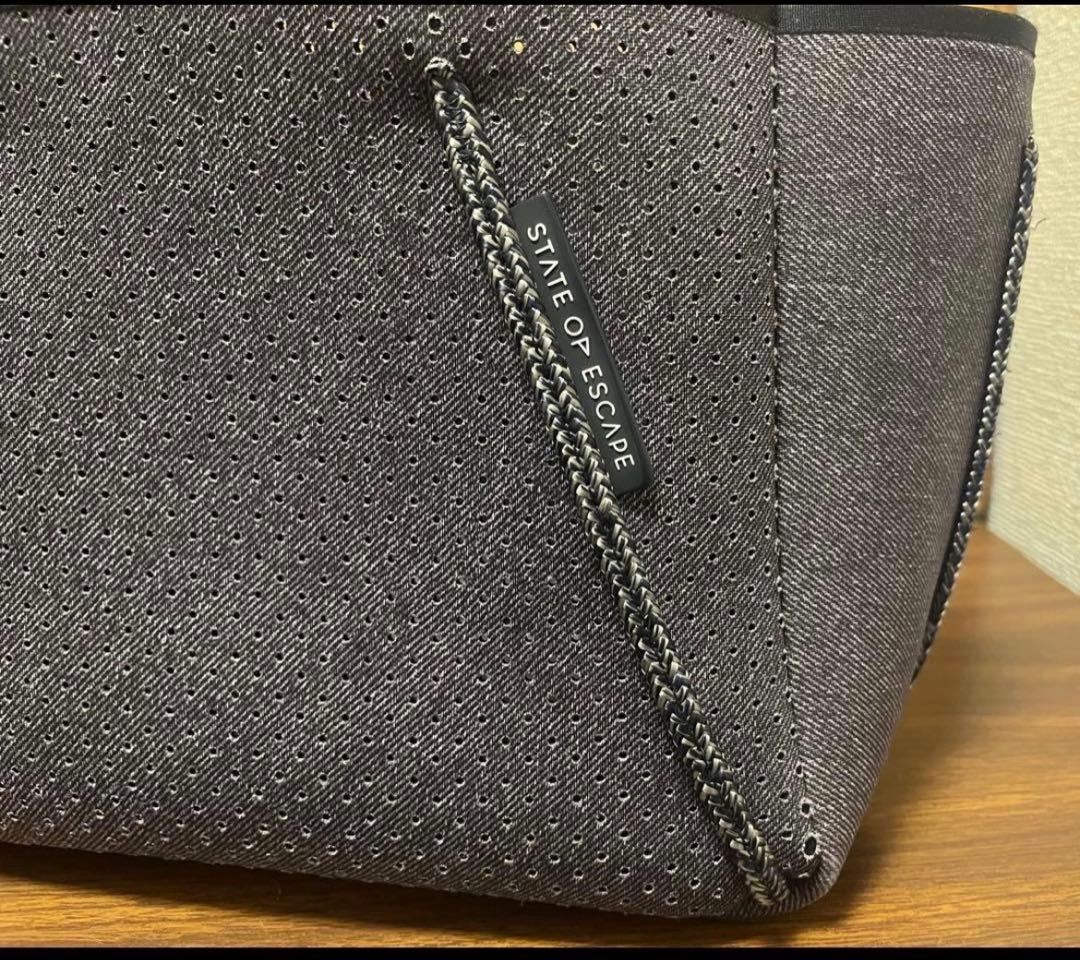 【美品】STATE OF ESCAPE トートバッグ グレー ブラックデニム