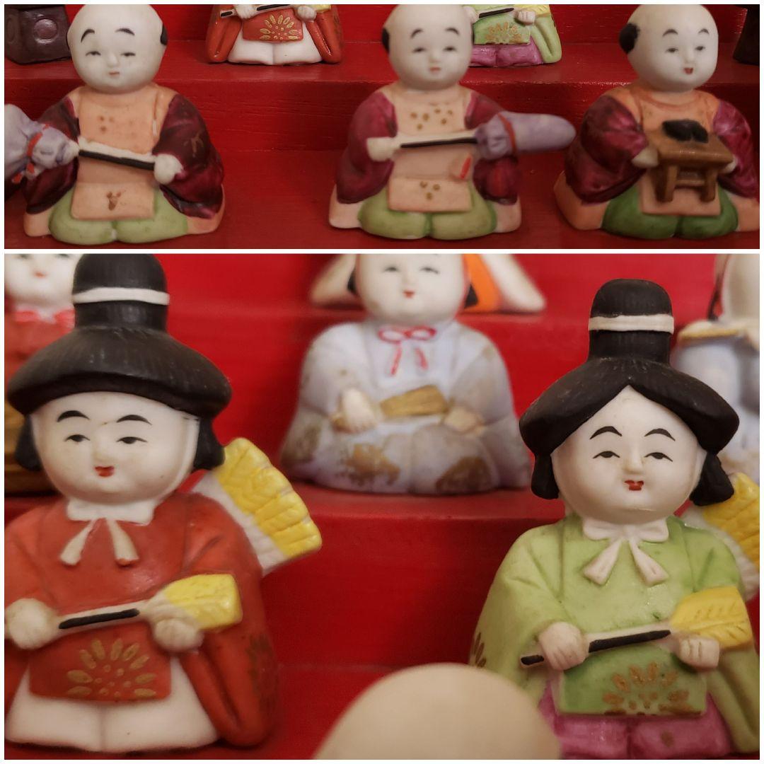 【専用】美品　訳　ヴィンテージのコンパクトなお雛様　全揃い　陶器　阪急デパート