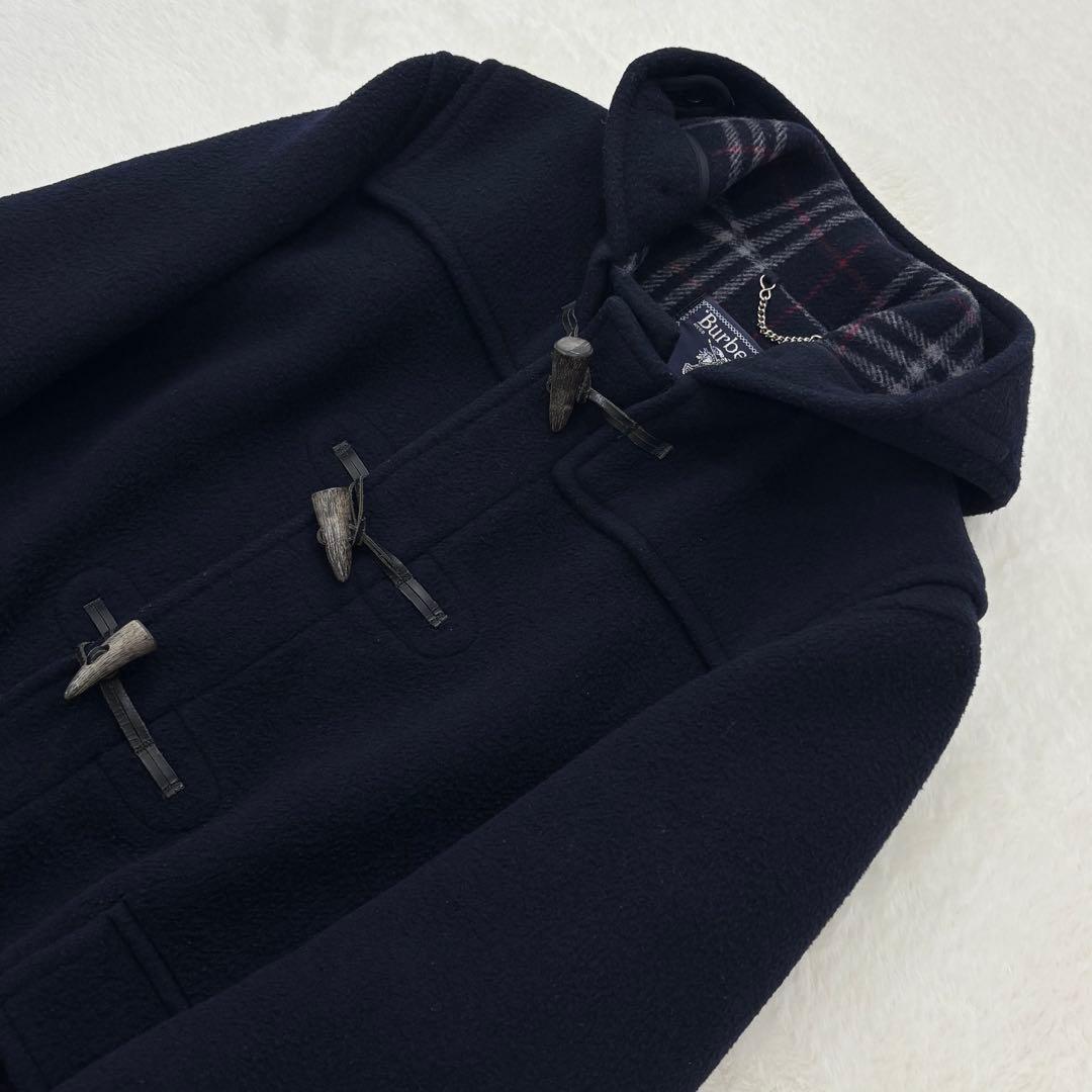 美品　バーバリーズ　ダッフルコート　ウール　ネイビー　ノバチェック　XL〜2XL