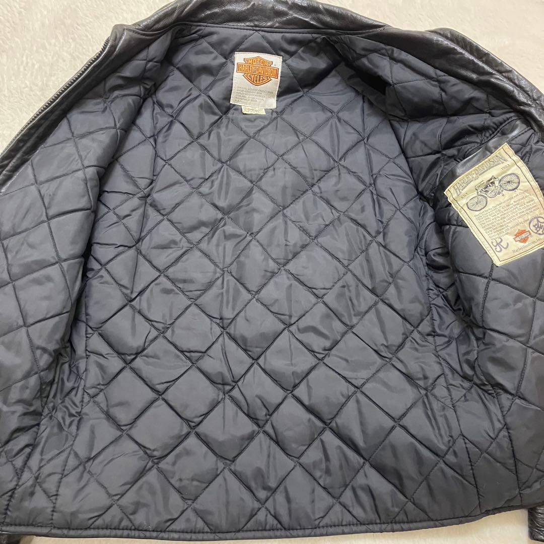 ハーレーダビッドソン 裏地キルティング 本革 レザージャケット ライダース 38