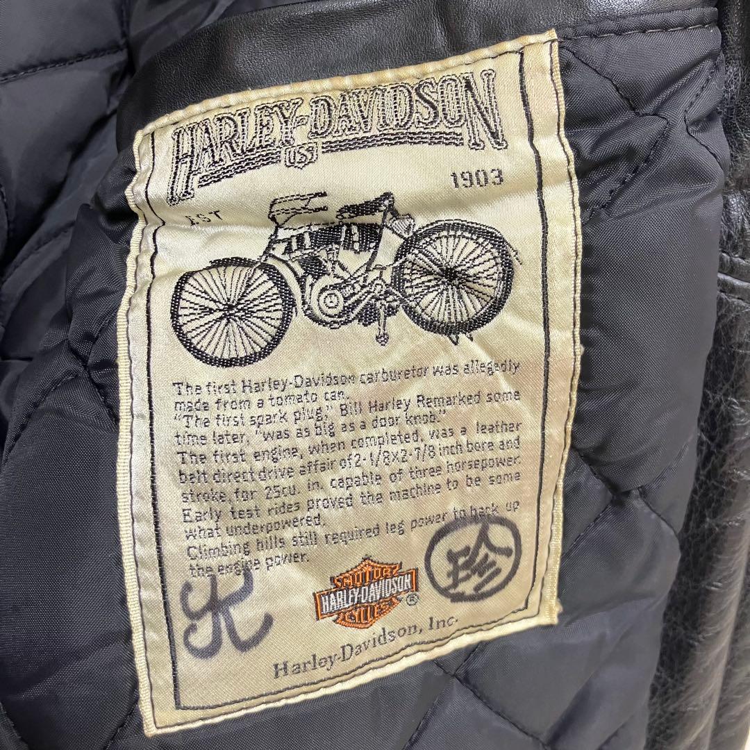 ハーレーダビッドソン 裏地キルティング 本革 レザージャケット ライダース 38