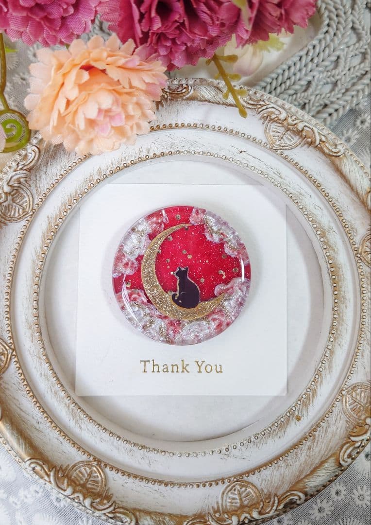 レジン　猫　ヘアゴム　ブローチ　ポニーフック　No.286