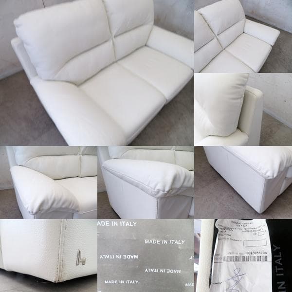 展示品■IDC■ニコレッティ■イタリア製■本革■2人掛けソファ■ホワイト■