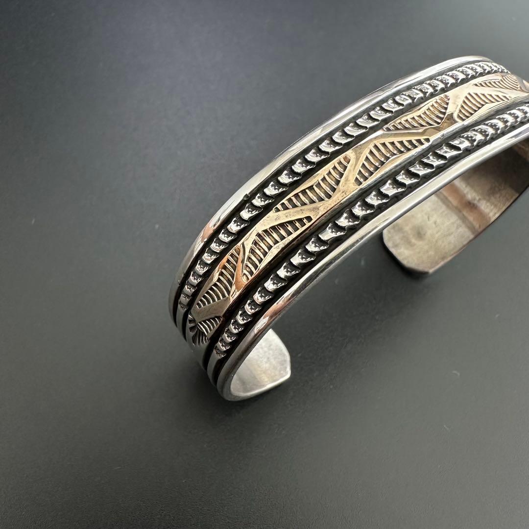 美品 Navajo Bruce Morgan 14K バングル　14mm幅