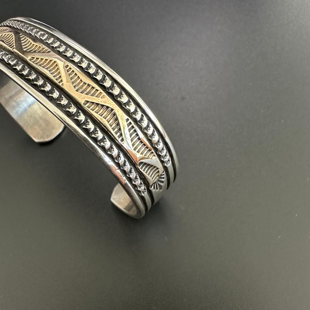 美品 Navajo Bruce Morgan 14K バングル　14mm幅