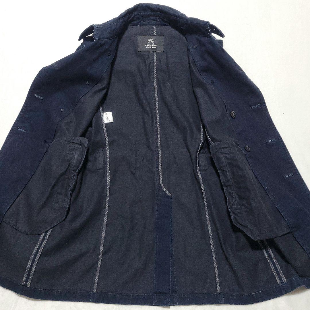 美品 サイズL バーバリーブラックレーベル　トレンチコート デニム ノバチェック
