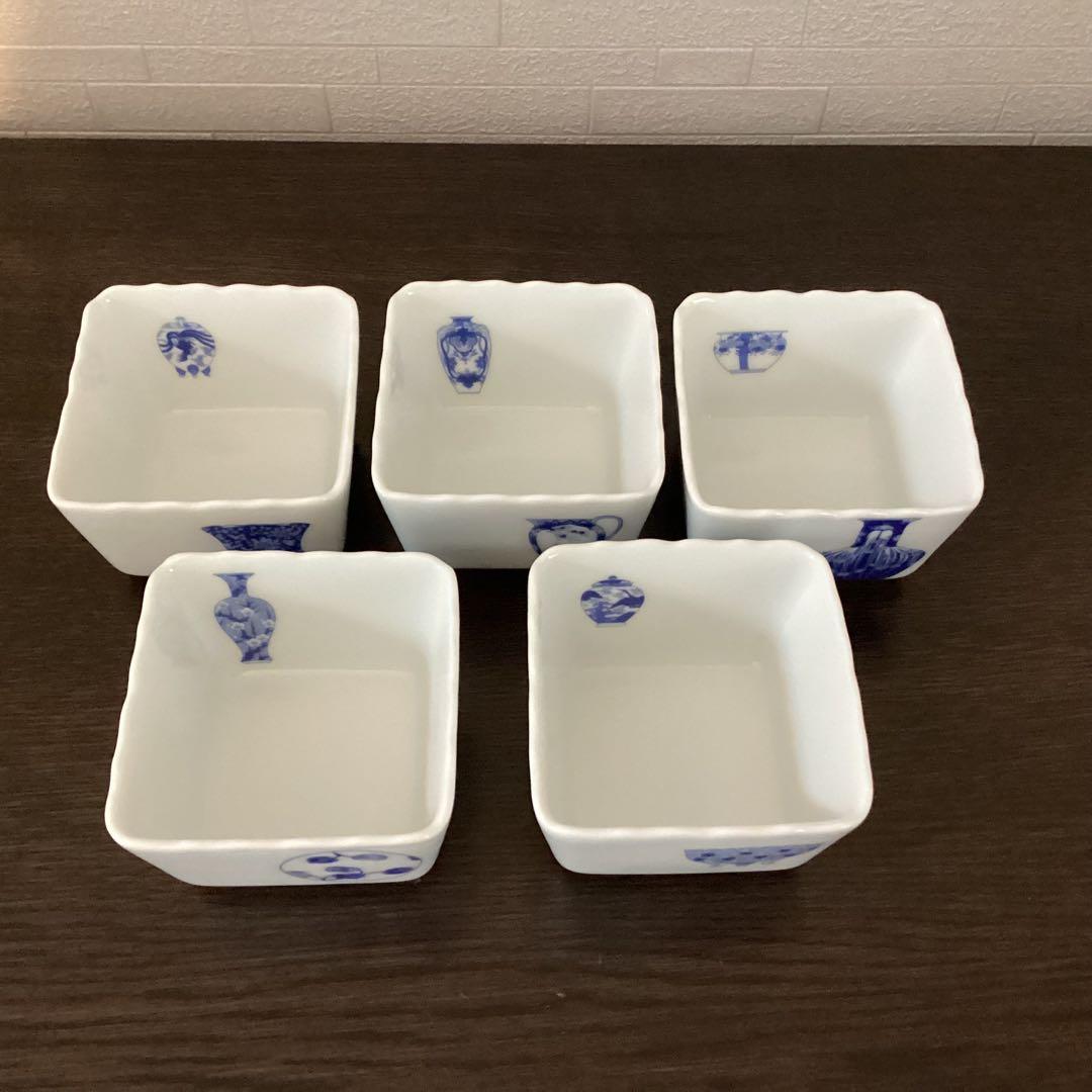 深川製磁　ブルーチャイナ　桔梗小付揃