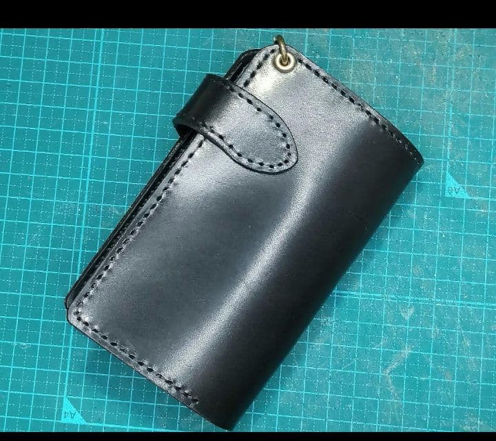Wild仕様＋イーグルコンチョ　黒本革フラップ全縫いハトメ楕円