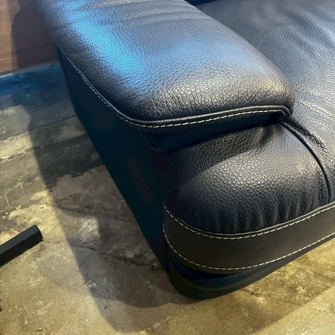 FALIO JAPAN ネイビー レザー 二人掛け ワイドソファー ソファ