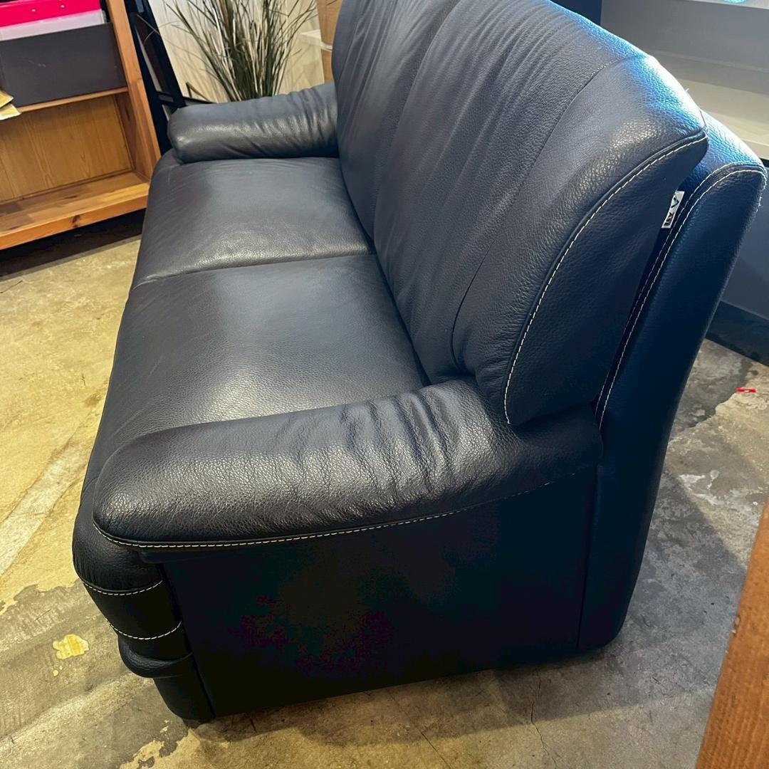 FALIO JAPAN ネイビー レザー 二人掛け ワイドソファー ソファ