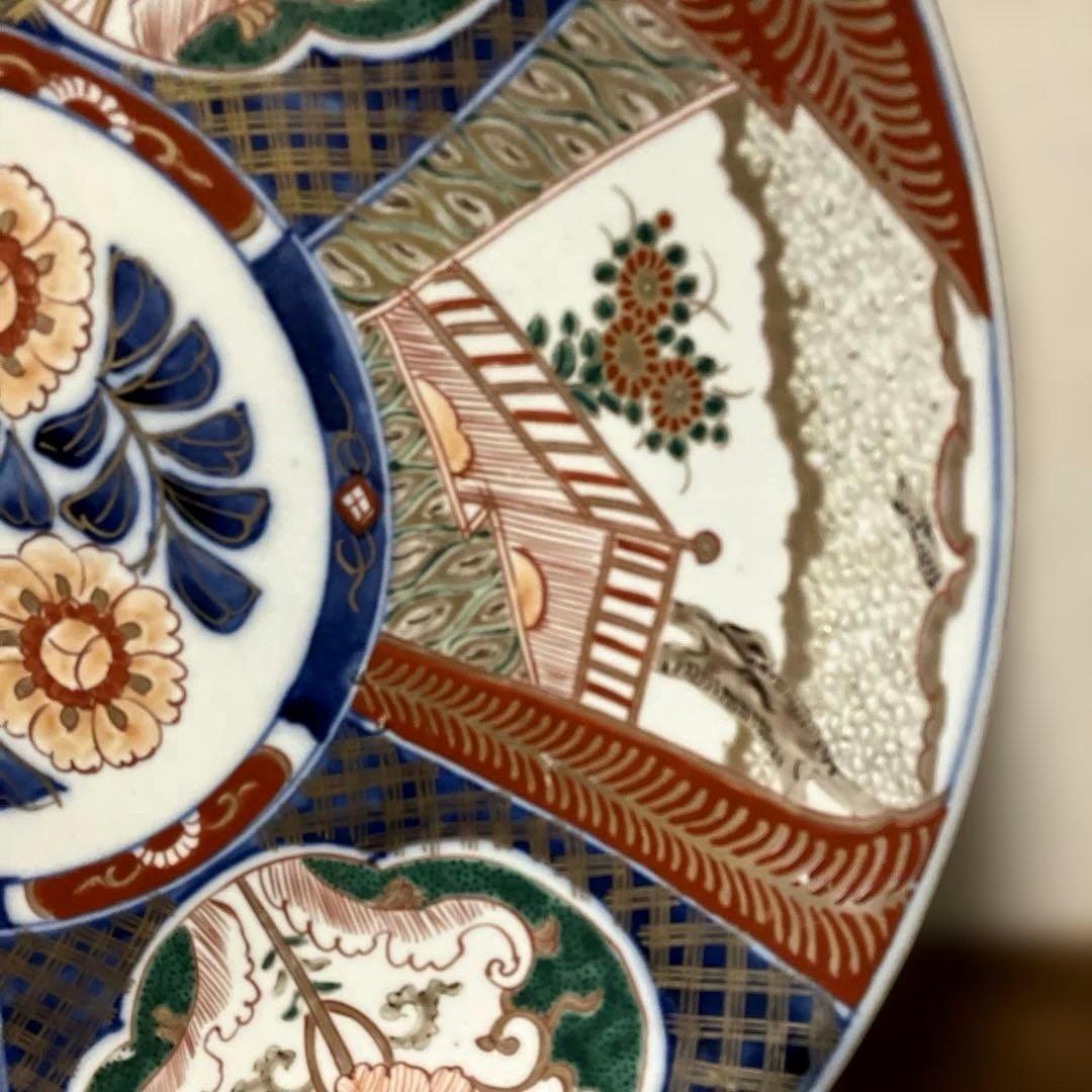 古美術 アンティーク 飾り皿 大皿 二枚組 皿立て二個付き