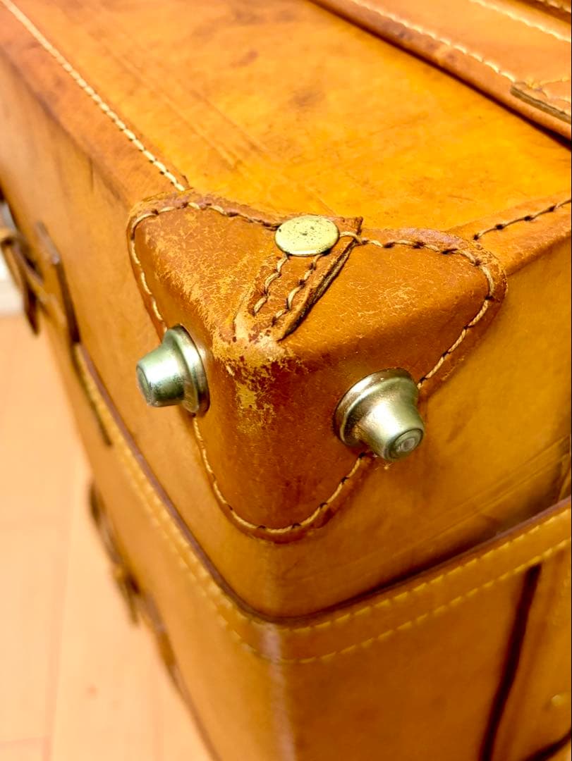 【レア】革製トランクケース アンティークヴィンテージスタイル アサヒビール 鍵付