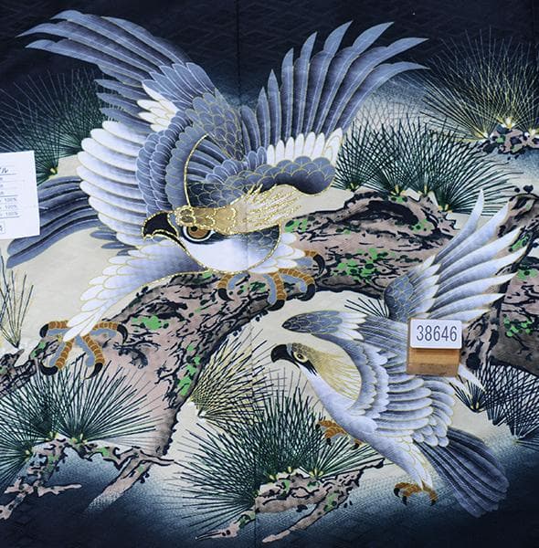 七五三 五歳 男児 羽織袴フルセット 金刺繍 黒 鷹 袴変更可能 NO38646