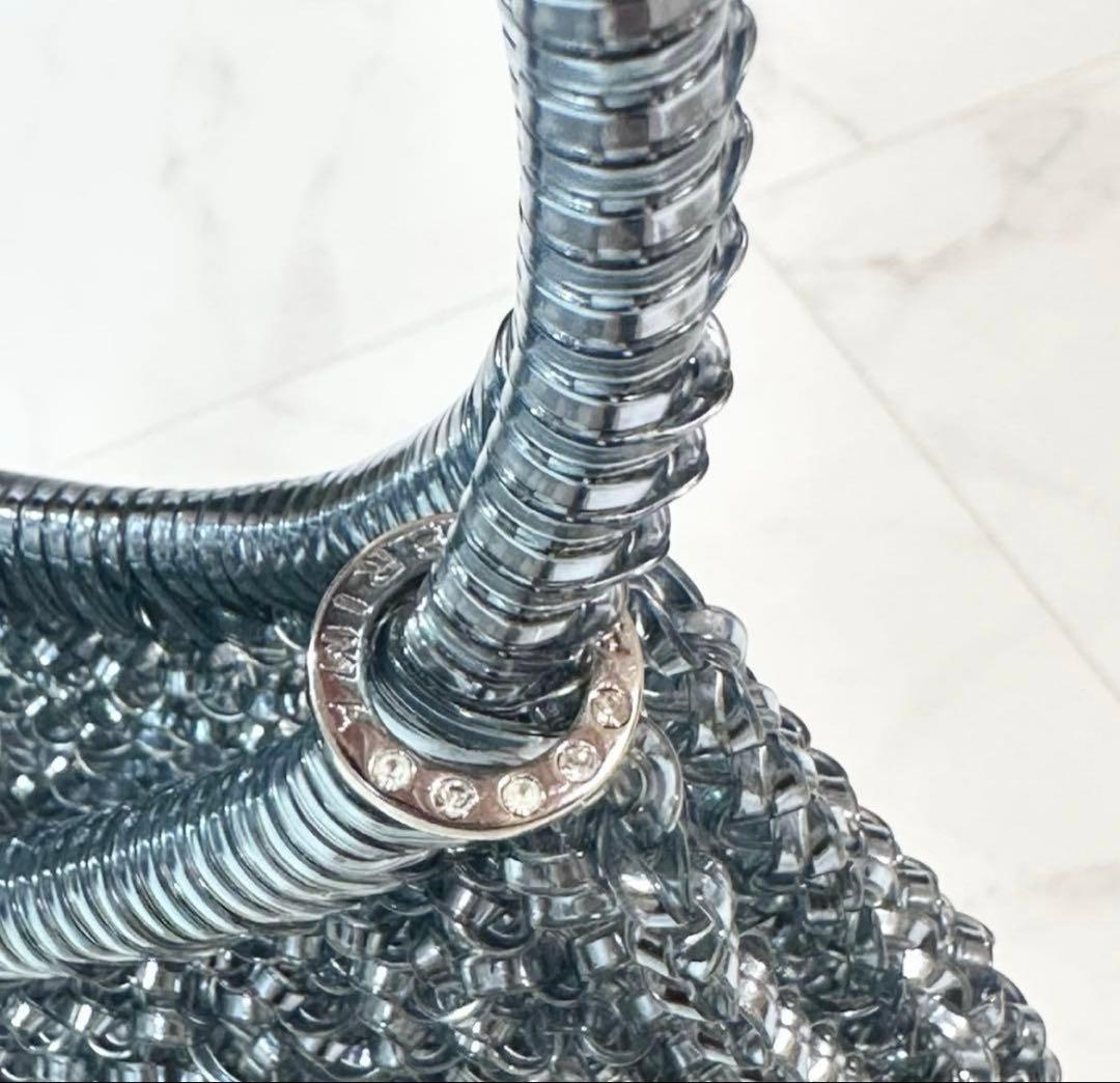 美品 アンテプリマ ワイヤーバッグ スタンダード ラウンド シルバーブルー 希少