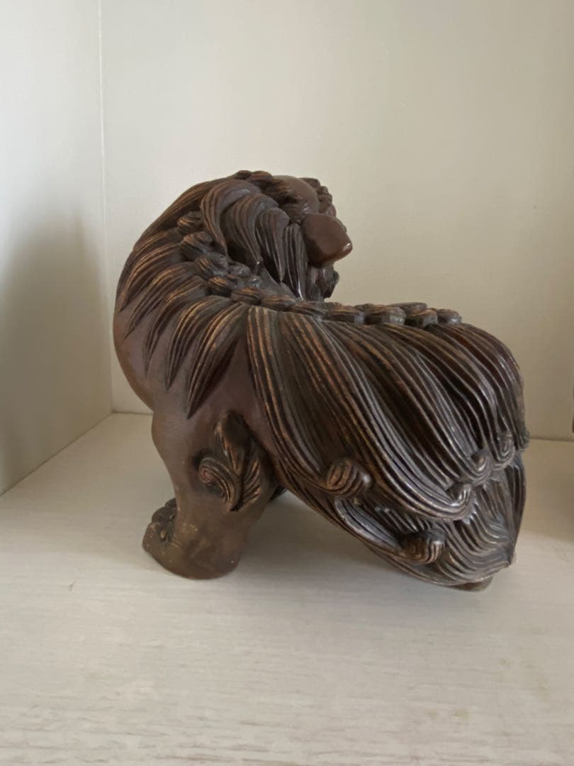 中国木彫りアンティーク 玉乗り獅子　2体