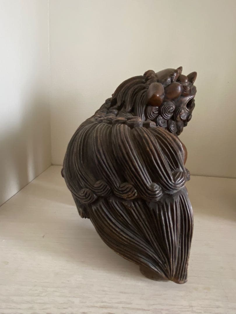 中国木彫りアンティーク 玉乗り獅子　2体