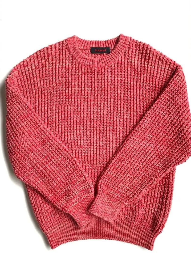 【美品】CABaN コットンカシミヤワッフルMIX クルーネックニットセーター