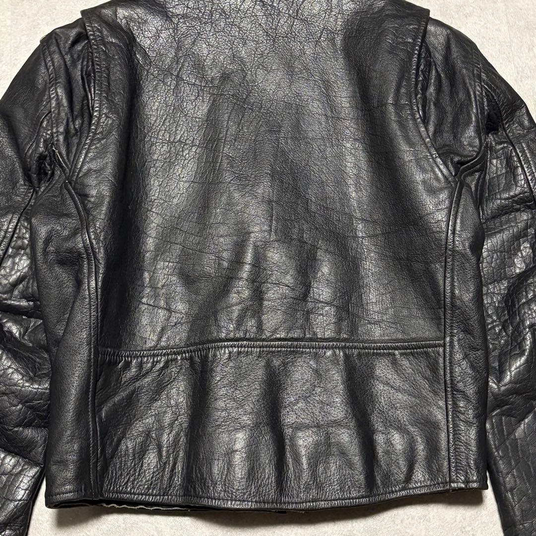 【vintage】ダブル　ライダース　アメジャン　L 革ジャン　バイカー　黒