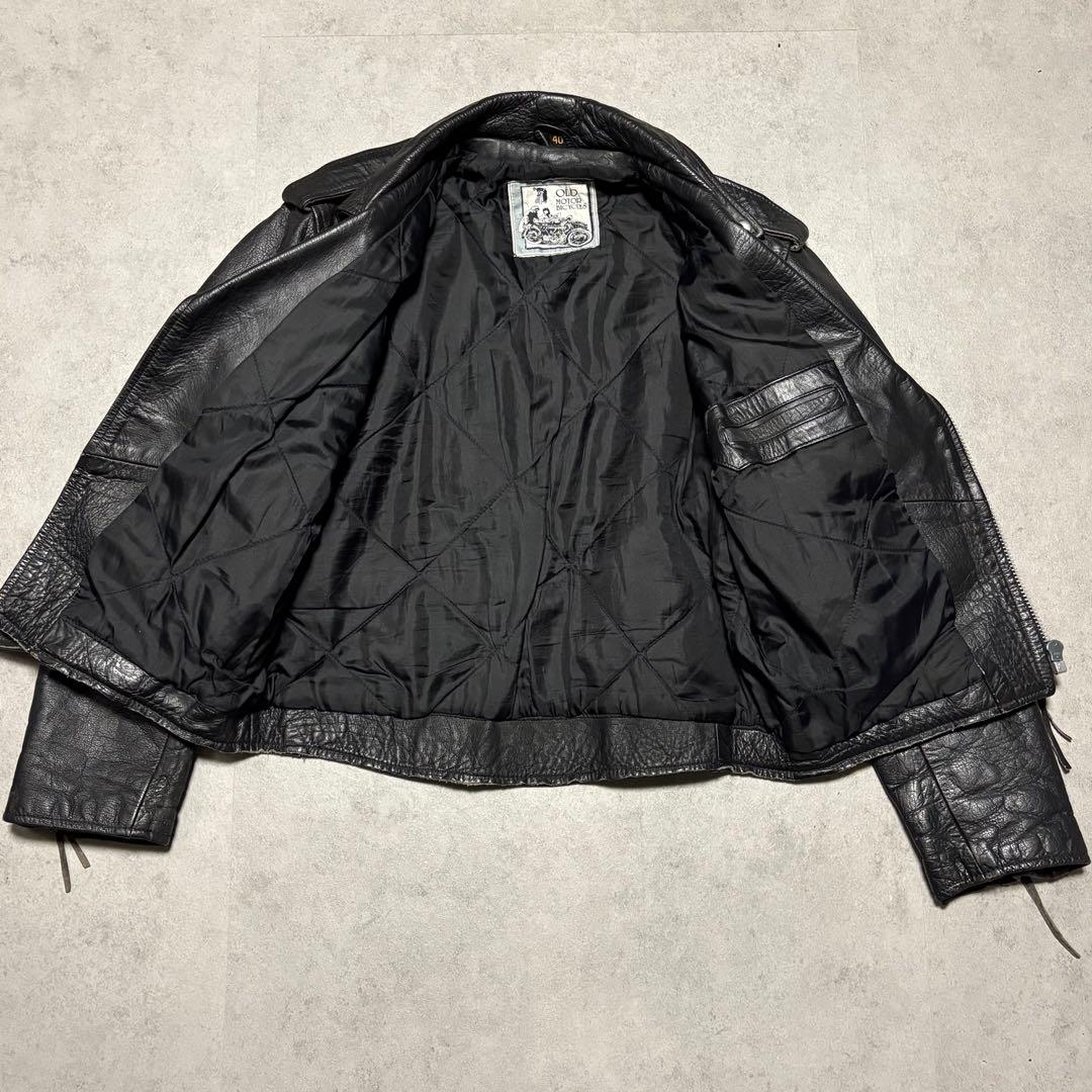 【vintage】ダブル　ライダース　アメジャン　L 革ジャン　バイカー　黒