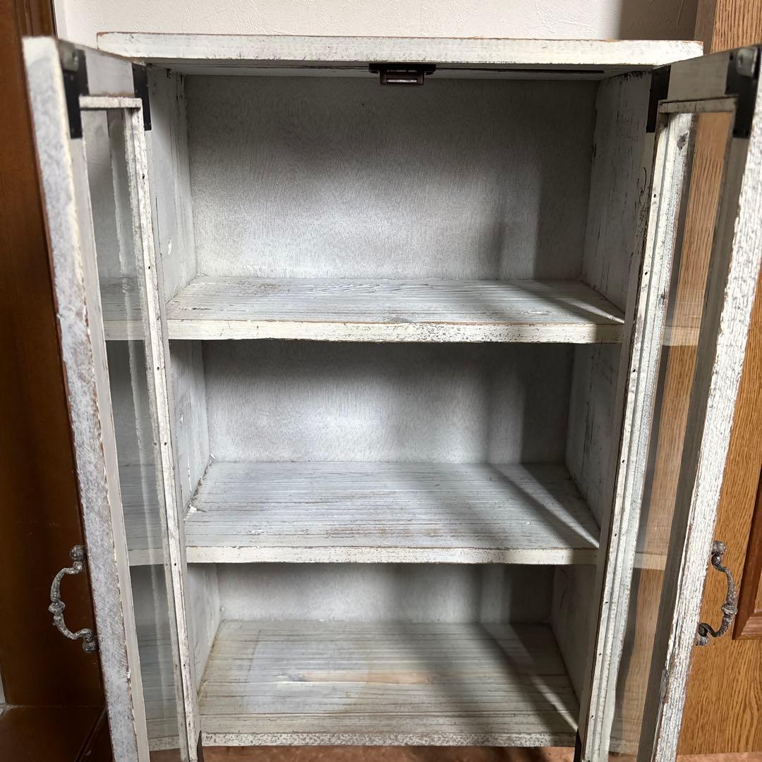 ヴィンテージ　ガラスキャビネット　ウッドラック