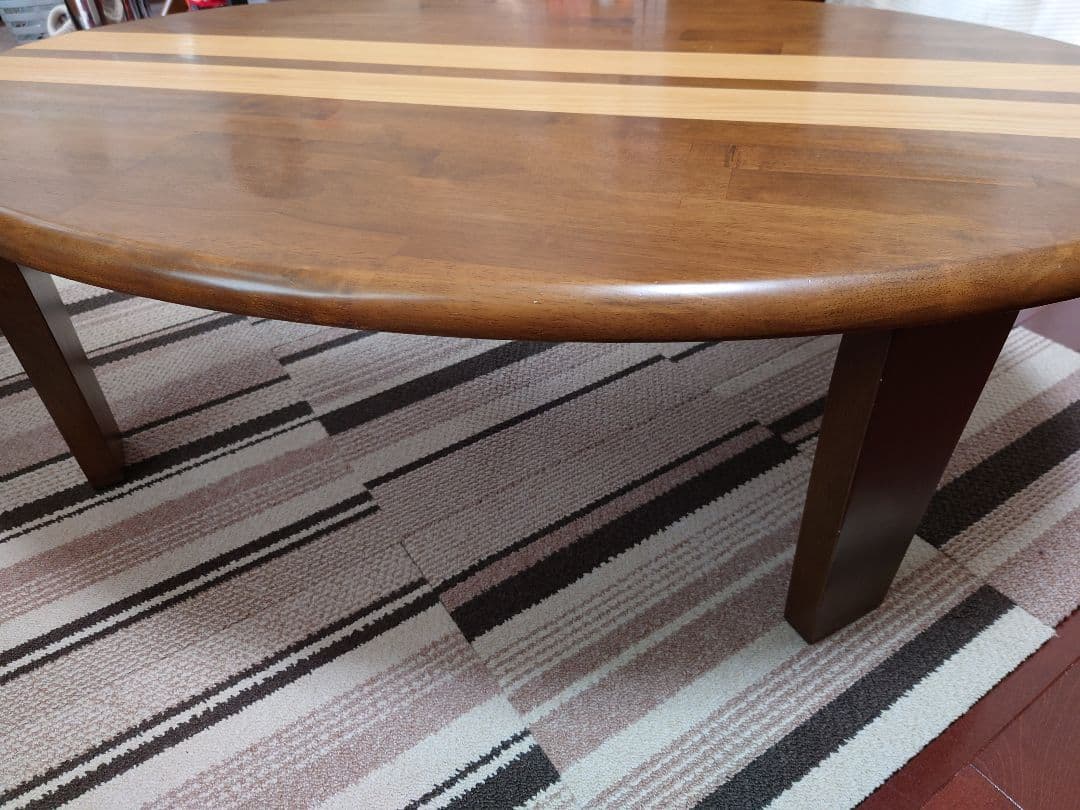 楕円形木製センターテーブル　折りたためる