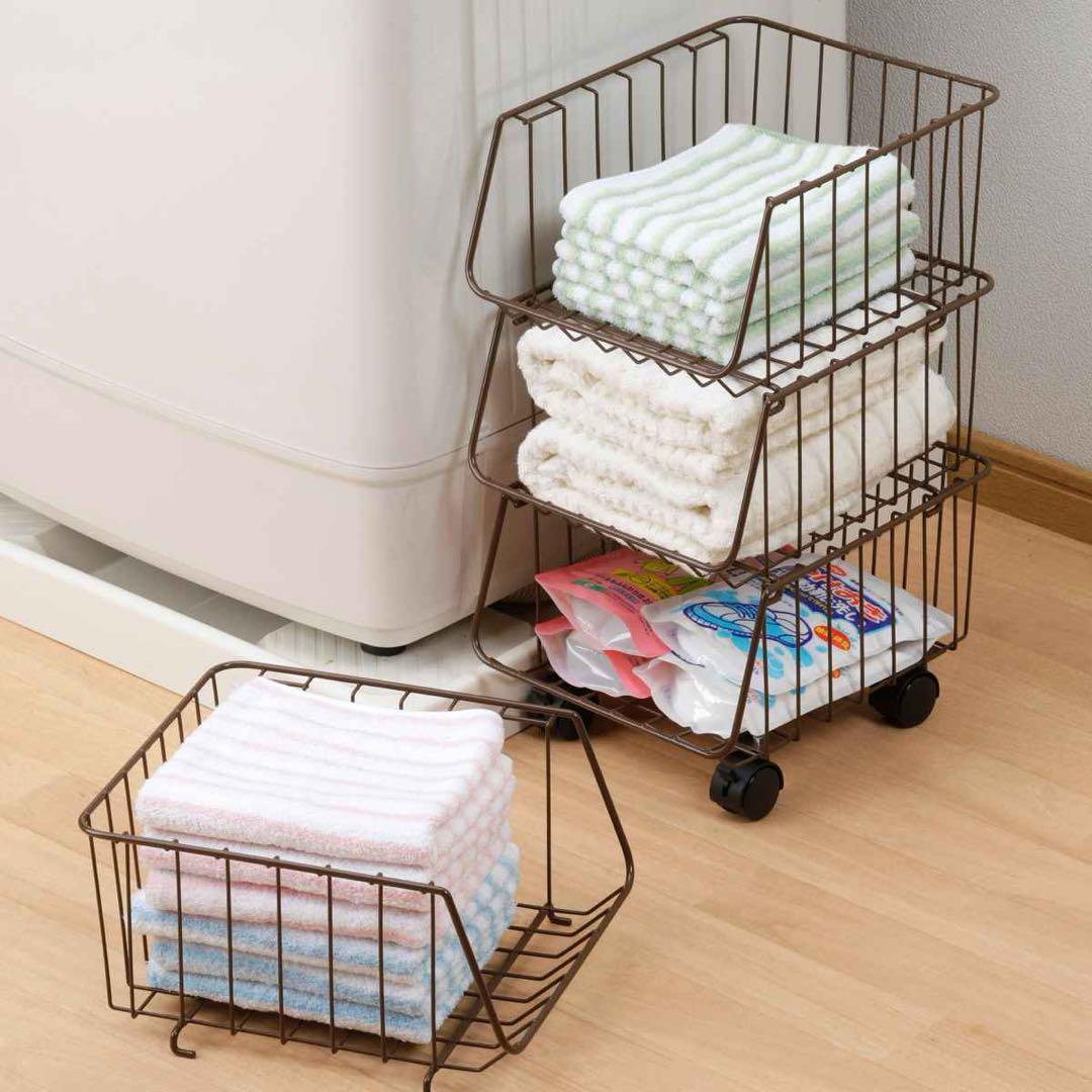 2個　36463 キッチンスタッキングバスケット　4段　白