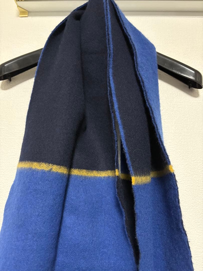 【LOEWE】ウールマフラー ネイビー×ブルー×イエロー