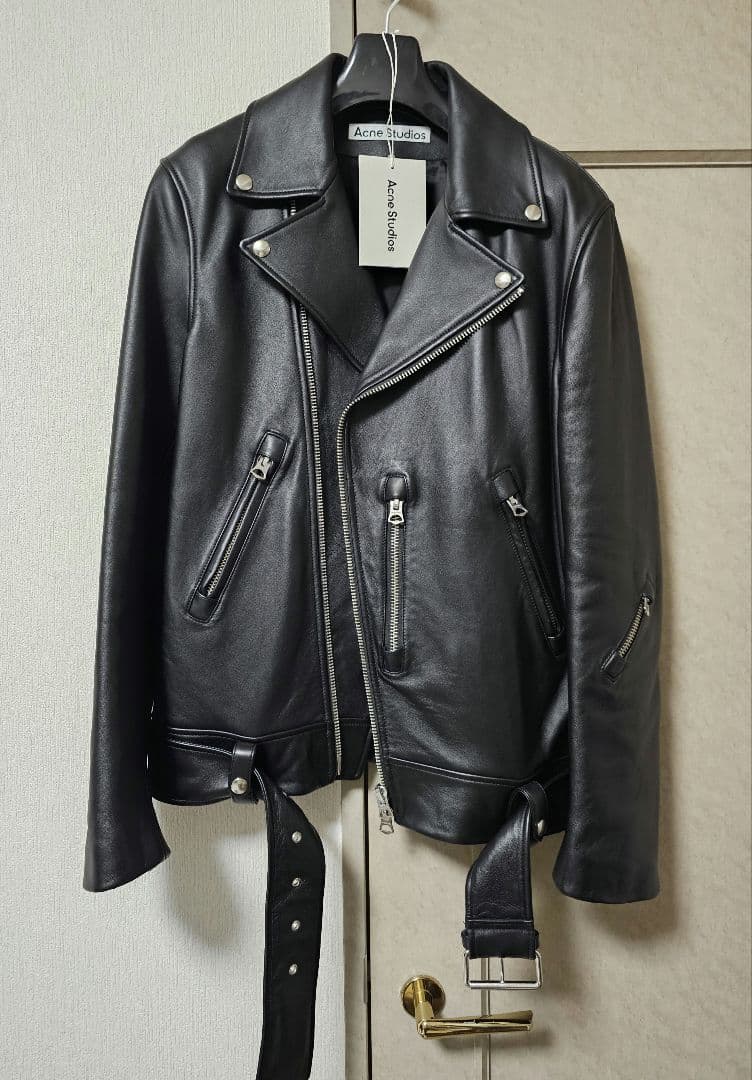 Acne Studios ブラック ダブルライダースジャケット