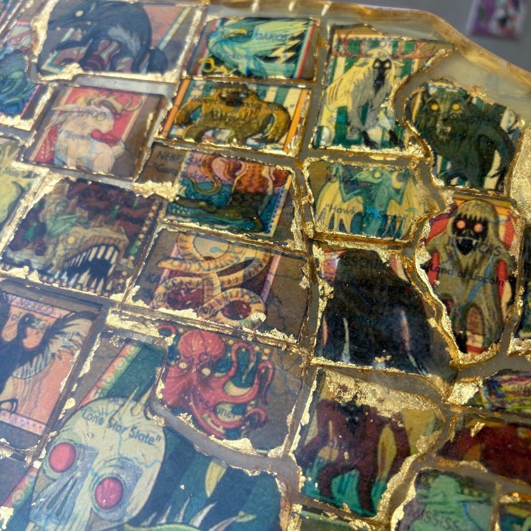 【1950s60s USA vintage】アメリカ 地図 州 アート オブジェ