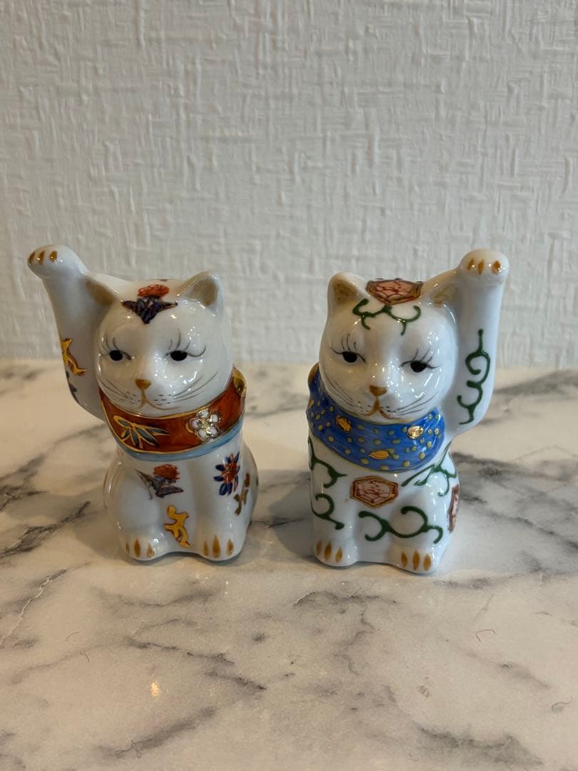 伊万里焼？ 招き猫　2体セット　美品