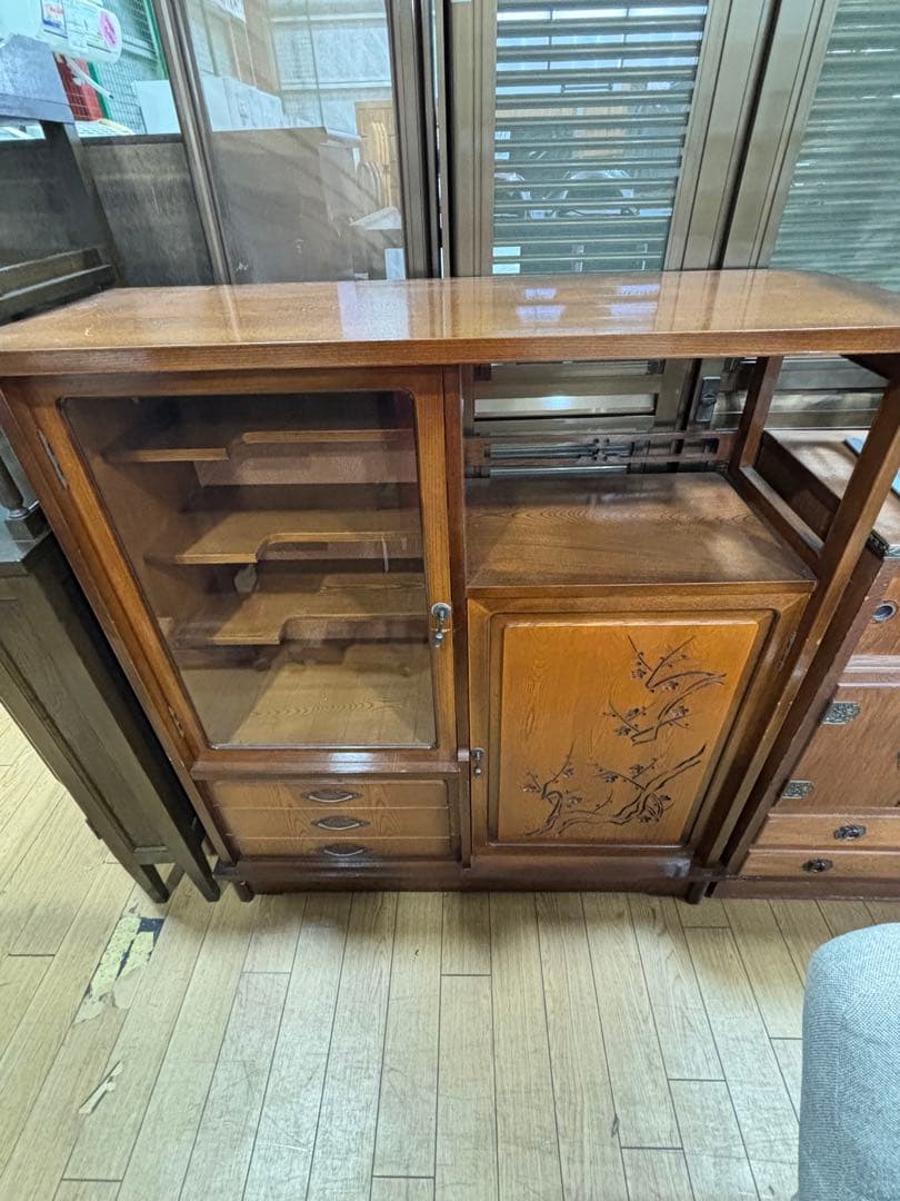 T60 飾り棚 レトロ 和 ガラス扉