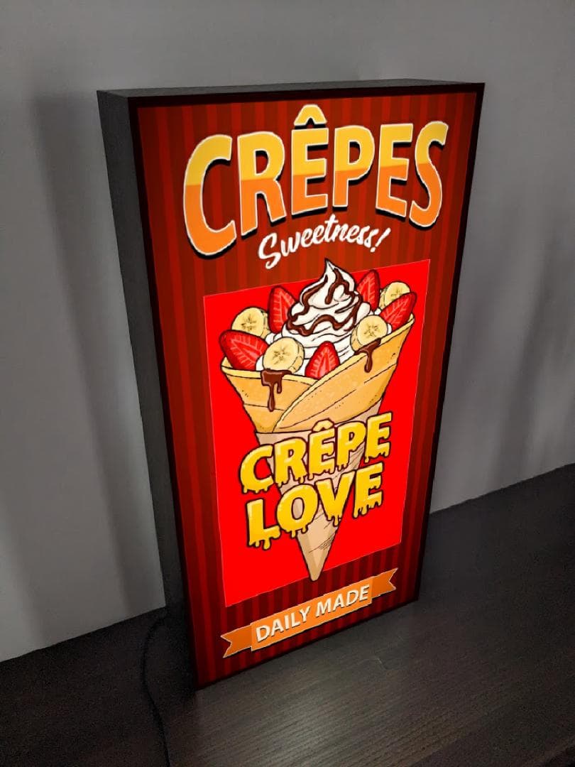 【Lサイズ】クレープ お菓子 スイーツ 看板 置物 アメリカン雑貨 ライトBOX