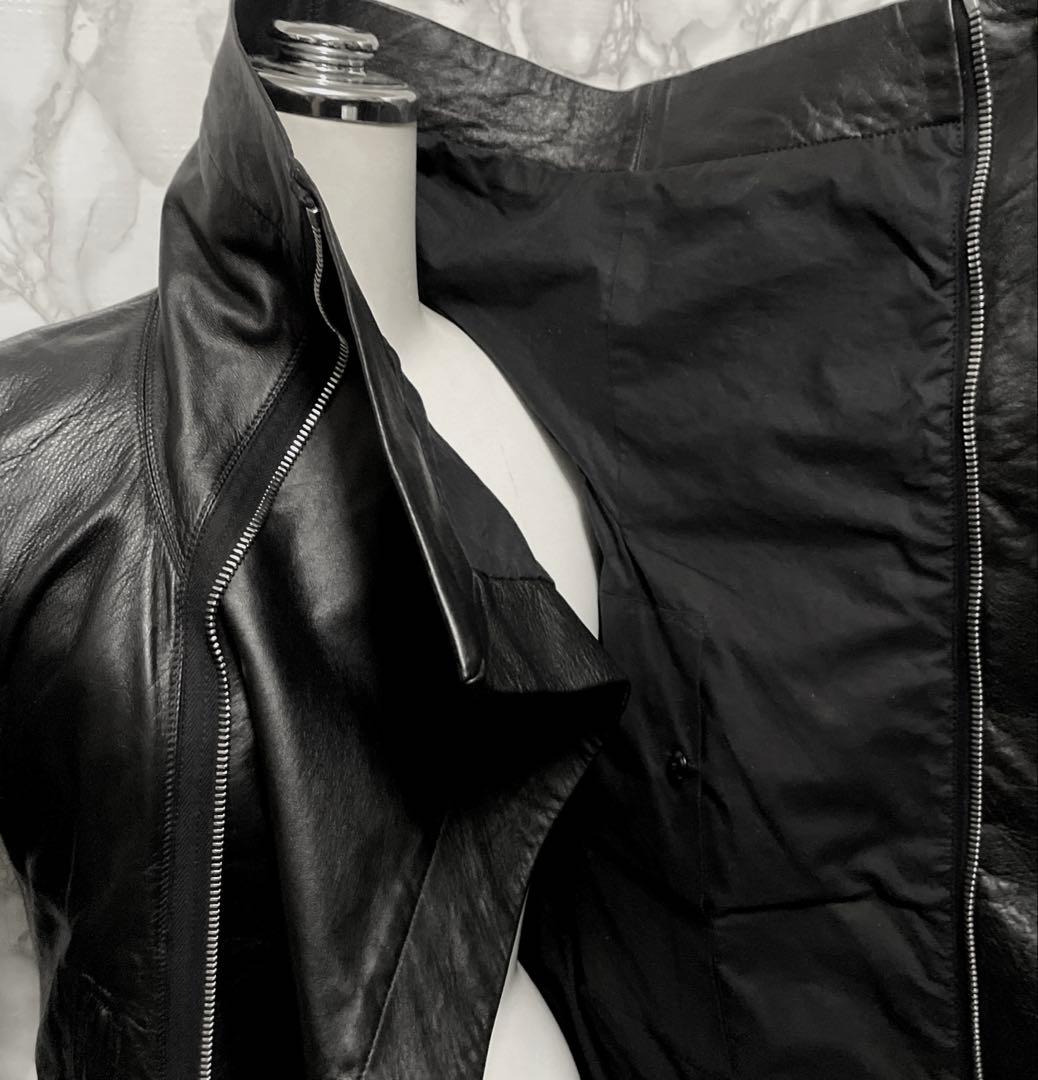 Rick Owens 本革　デザインレザージャケット　ジップ　イタリア製