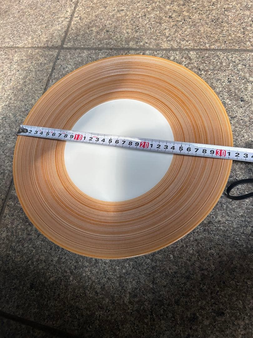 E. Couzon 白と金のストライプ皿 約30cm