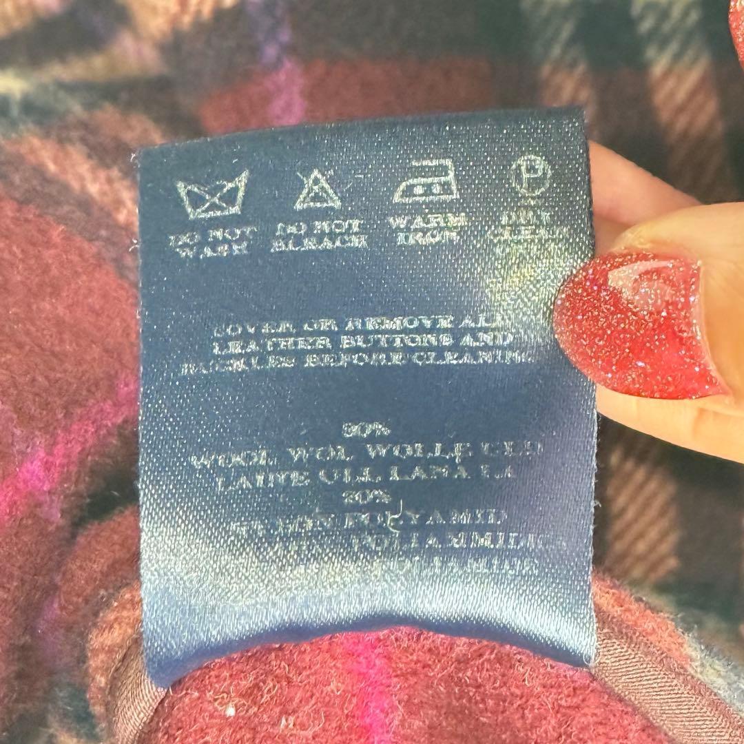 バーバリーロンドン ダッフルコート ノバチェック ウール混 レディース 赤茶系