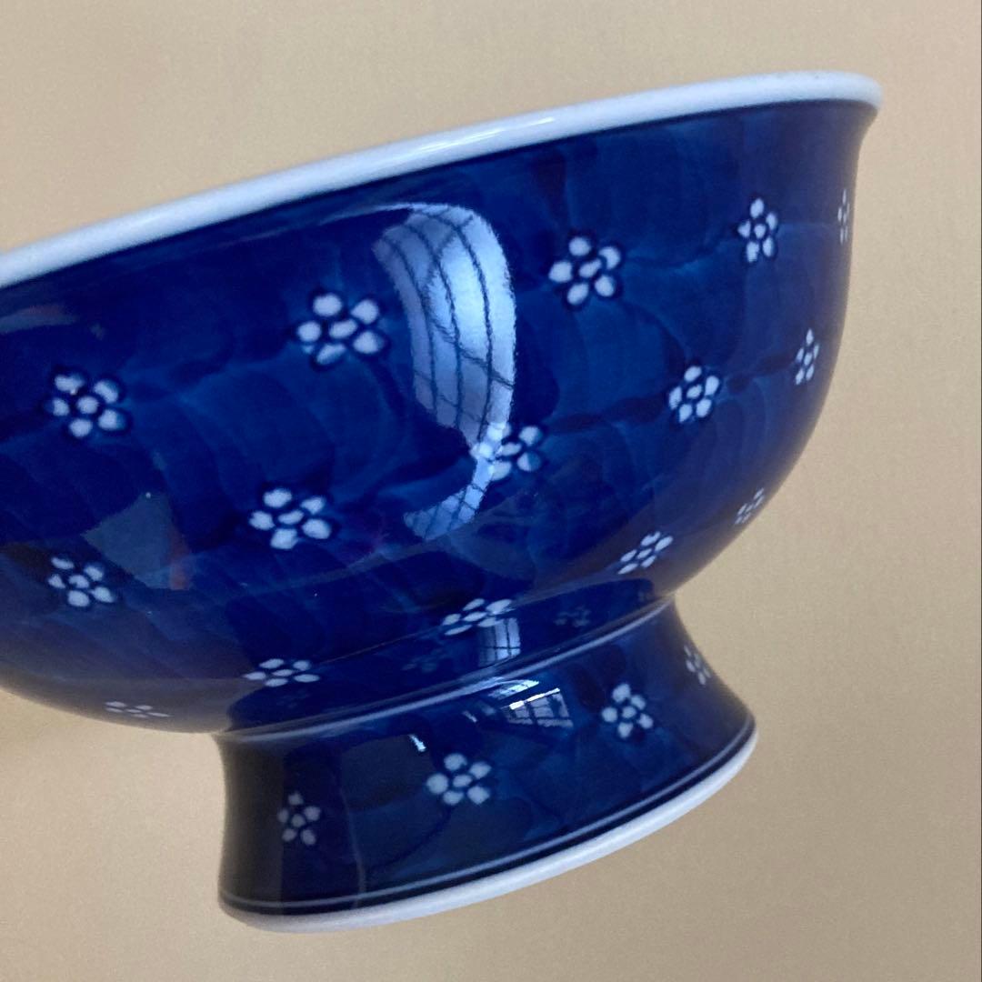 有田焼 源右衛門窯 染付梅地紋 高台 向付 盛鉢 飯碗 茶碗 2客