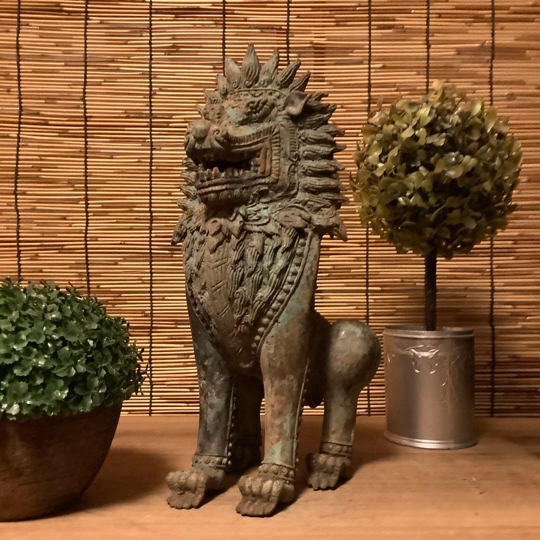 中国唐代「聖獣・唐獅子」神獣・霊獣・魔除け・守護・初唐様式・青銅・出土発掘