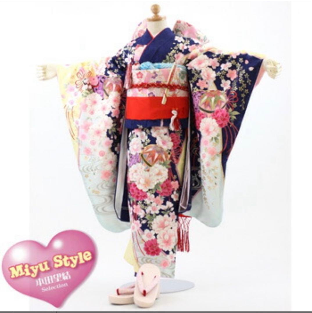 七五三 着物 式部浪漫 はこせこセット 作り帯 本田望結 紺 セット 七歳